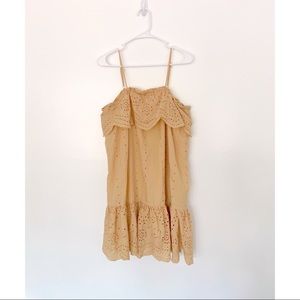 Sleeveless Mustard Eyelet Dress